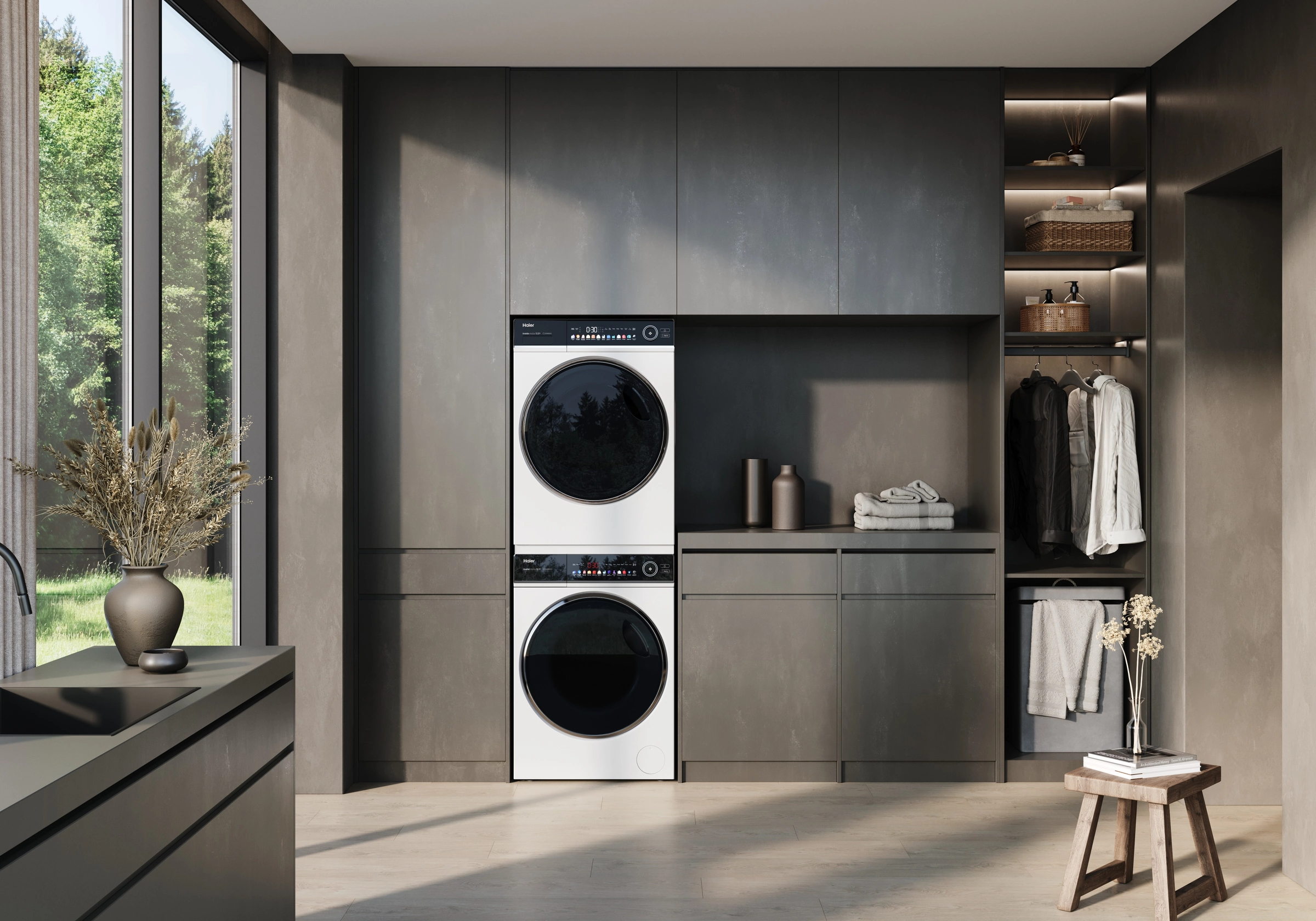 APIX.STUDIO lifestyle render — laundry column in interior, scene 2