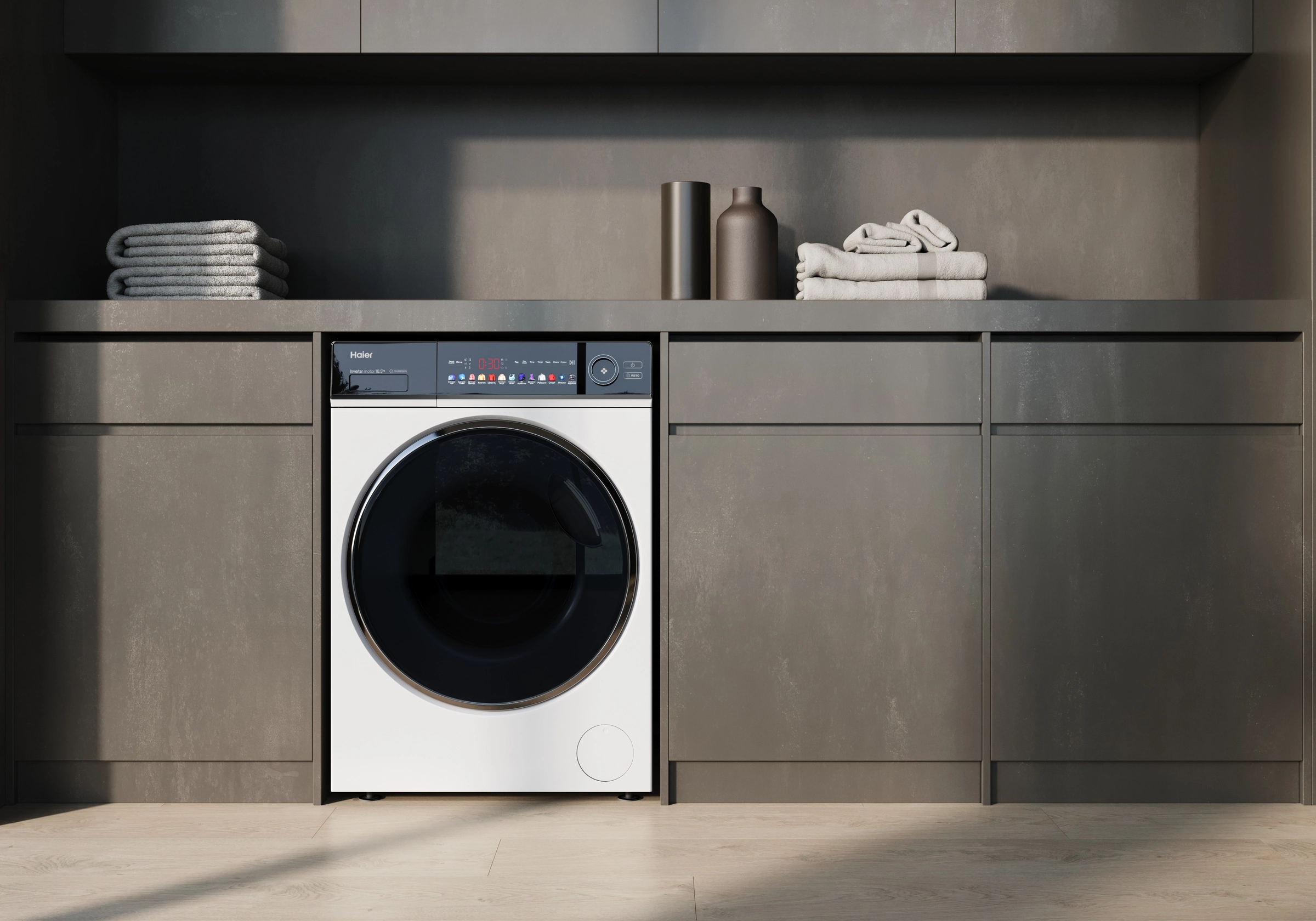 APIX.STUDIO lifestyle render — laundry column in interior, scene 6